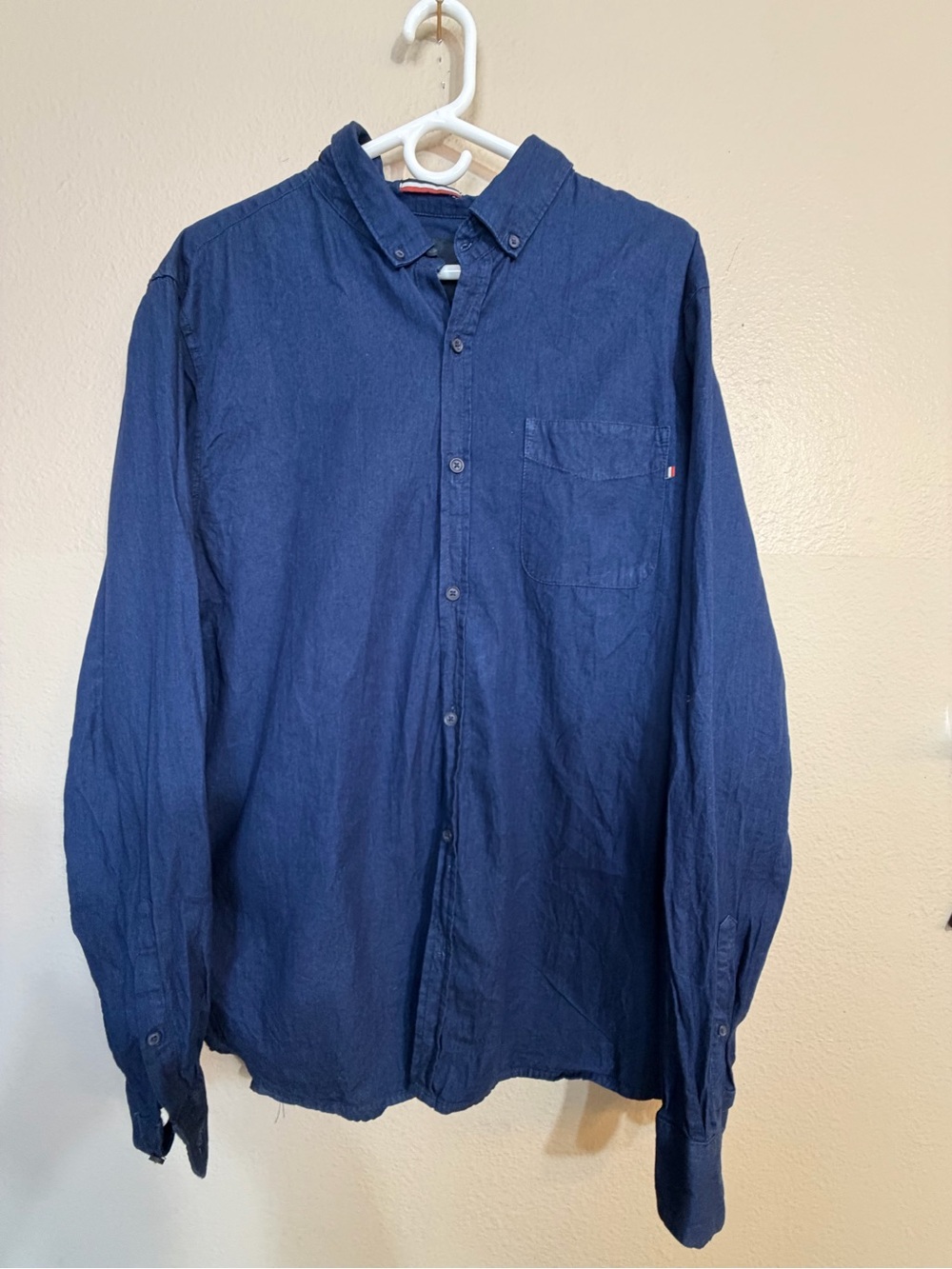 Men's Navy Button-Down Casual Shirt